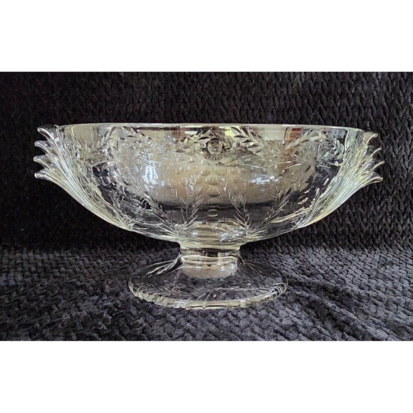 Rock Sharpe Crystal Anniversary Fruit Bowl – Elegant Glass Centerpiece, 1940s - Picture 10 of 15